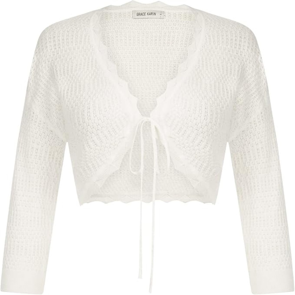 GRACE KARIN Women 3/4 Sleeve Cropped Cardigan Lightweight Short Bolero Shrugs